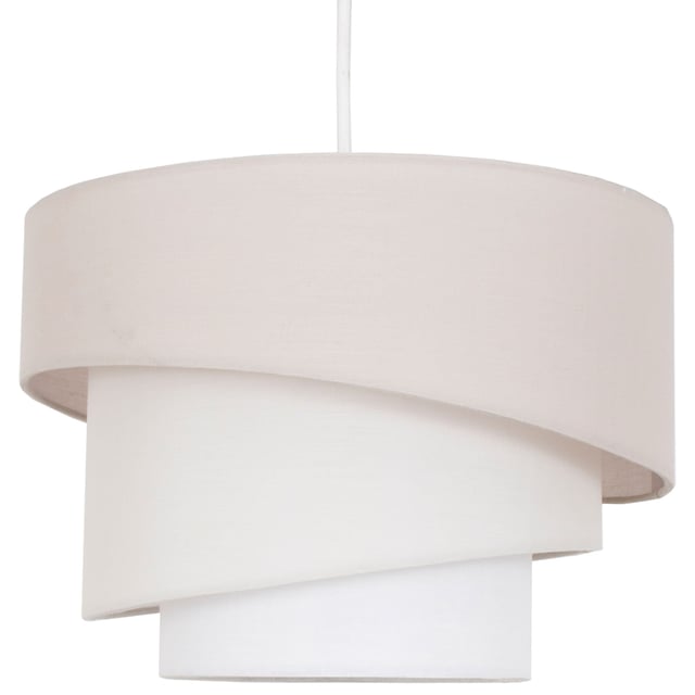 A stylish addition to your living space, this pendant light shade is part of the Jack range from Pagazzi Lighting. Boasting a tiered design, the piece features a natural finish throughout, ranging from a light natural inner shade to a darker natural outer shade. An 'easy fit' non-electric pendant which is perfect for use in living rooms, hallways and bedrooms, it is ideal if you are looking to update existing interiors without the need for an electrician. Height: 22.5cm
Diameter: 32cm
Maximum Wattage: 46w