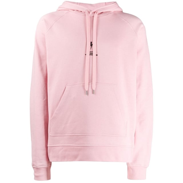 Sudadera con capucha rosa con logotipo de Lightning Bolt de Neil Barrett. Sudadera con capucha Neil Barrett PBJS485 M542S 821. 100% algodón. Ajuste regular, se ajusta a la talla real. Hecho en Italia. Extremos de mangas y cintura elásticos.