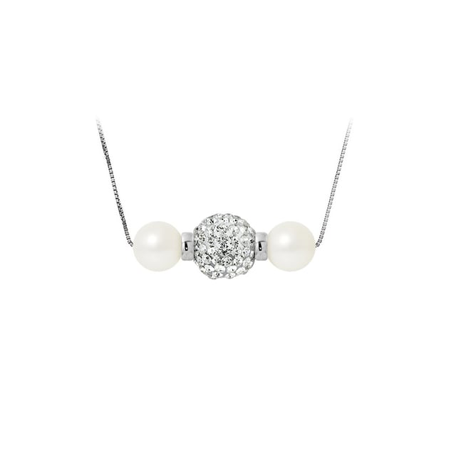 Choker necklace with 4 AA quality White pearls Made in France Characteristics of the 2 pearls: Pearl size: 8 mm Round shape White color Glossing: Excellent Pearl type: freshwater culture Quality: AA Necklace features: Type: choker Silver 925/1000 White crystal Weight: 1.30 gr Length of the chain: 42 cm Clasp: Spring Ring Expect an additional delivery time of + 48-72H