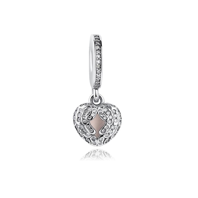 925 Silver Heart Pendant Charms bead Material : 925 silver Sets with white cystals Dimension : 1 x 2.4 cm Hole Diameter : 0.4 cm
