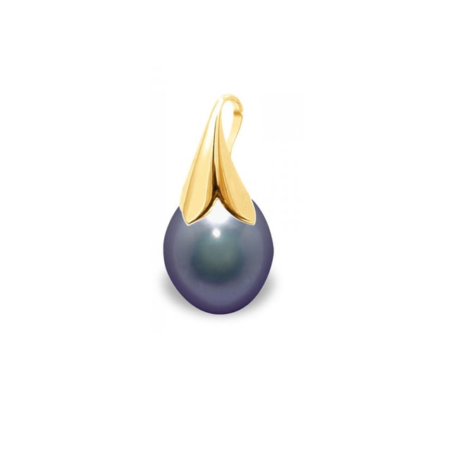 Black Freshwater Pearl Pendant and Yellow Gold 750/1000 Made in France A classic, this pendant is made of genuine black freshwater pearl, round and 10 mm. Delivered with chain in yellow gold plated. Shape of the pearl: pear Pearl size: 10 mm Material: Yellow gold 750/1000 Weight of gold: 0.9 gr