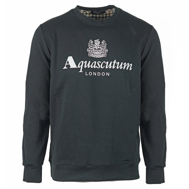 Aquascutum Waterfield Logo Black Sweatshirt. Aquascutum Waterfield Logo Black Sweatshirt. Elasticated Collar, Sleeve Ends and Waist. 100% Cotton Sweater. Regular Fit, Fits True To Size. Made In Italy, QMF002L0 02