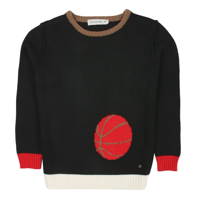 Manuel Ritz black shirt -Details long-sleeved shirt, wide neckline, edges with contrasting colors, black background, front with detail at the base, visible logo -Hand wash