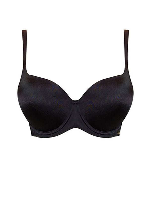 Fuller Bust bra - A basic essential for your lingerie collection. Smooth full cup bra, perfect for under fitted t-shirts. Underwired and foam padding, giving you a natural rounded shape. Adjustable straps featuring a J-hook for racerback style, finished with a gold decorative logo for a classy touch.