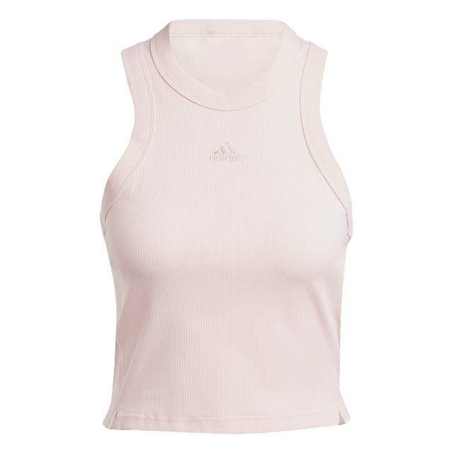 Whether you're spending the day at home or meeting friends for brunch, this adidas tank top lets you move comfortably. Made from stretchy cotton blend fabric, it hugs your shape while side slits provide a gentle fit at the waist. Subtle embroidery adds a stylish touch to this otherwise minimal look.By choosing recycled, adidas are able to reuse materials that have already been created, which helps to reduce waste. Renewable materials choices will help us to remove our reliance on finite resources. Our products made with a blend of recycled and renewable materials feature at least 70% total of these materials.  - This model is 176 cm and wears a size S. Their chest measures 83 cm and the waist 61 cm. - Tight fit - Crewneck - 45% cotton, 45% viscose, 10% elastane - Stretchy bodyhugging fabric - Side slits - Embroidered details - Contains a minimum of 70% recycled and renewable content  Shipped by adidas