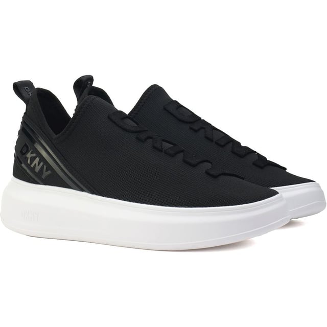 Add some designer touch to your sporty smart outfit with the Jonas trainer from DKNY. Tonal DKNY signature branding adds subtle sophistication to this fine knit trainer set on a 5cm elevated platform sole. The removable, cushioned insole with arch support and the socklike fit ensure superb comfort for all day wear.