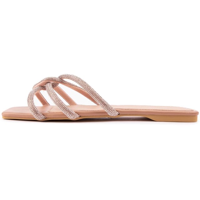 The Lysa Sandals From Sole Are A Pair Of Nude Flats With A Super-chic, Ultra-feminine Twist. With Delicately Diamante-covered Straps And A Super Flat Sole, Making This Glamorous Style Perfect For A Sunny Day And A Warm Summer's Night.