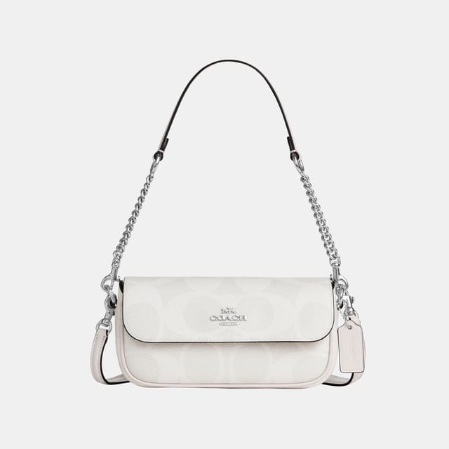Hailey Flap Bag in Maxi Signature Canvas, Inside open pocket, Outside open pocket,  Length: 20.00 cm,  Width: 5.00 cm,  Height: 11.00 cm
