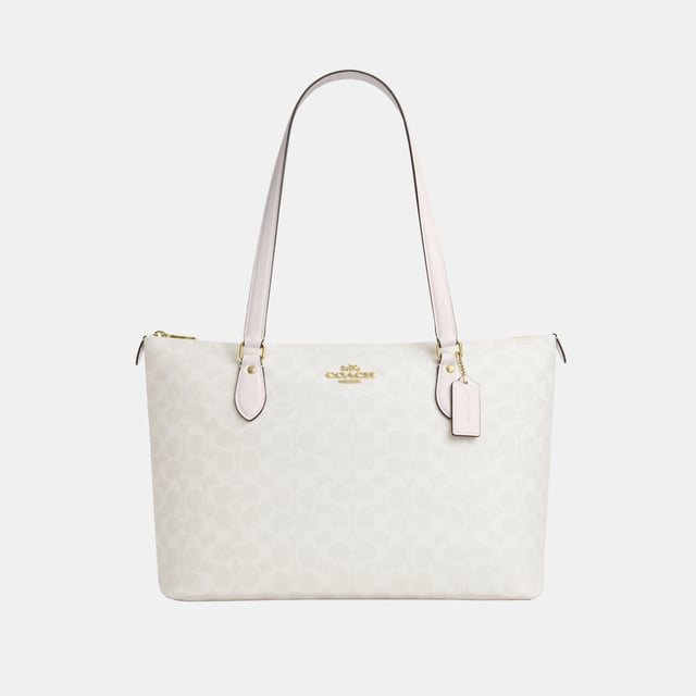 Gallery Tote in Signature Canvas, Inside zip, cell phone and multifunction pockets, Outside zip pocket,  Length: 37.00 cm,  Width: 15.50 cm,  Height: 24.50 cm