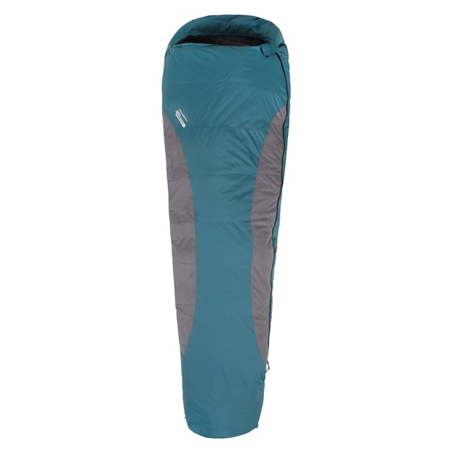 Mountain Warehouse Lightweight Winter Mummy Sleeping Bag (Petrol) Outer Materials: 100% Nylon. Lining Material: 100% Nylon. Filling Material: 75% Grey Duck Down, 25% Grey Duck Feather. Length: 215cm. Pockets: Internal. -12C Extreme Rating, Comfort Temperature 2°C To 7°C, Drawcord Hood, Grown On Hood, Lightweight. Design: Contrast, Logo. Fastening: Left Side, Two Way Zip. Packaging: Storage Bag.