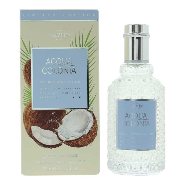 4711 Acqua Colonia Coconut & Yuzu Eau de Cologne 50ml 4711 Acqua Colonia Coconut and Yuzu, launched in 2022, is a Citrus Aromatic fragrance for both men and women by 4711. Perfect for Summer, this fragrance is mostly worn during the day. Created by Philippine Courtiere, this fragrance contains notes of Coconut and Yuzu.