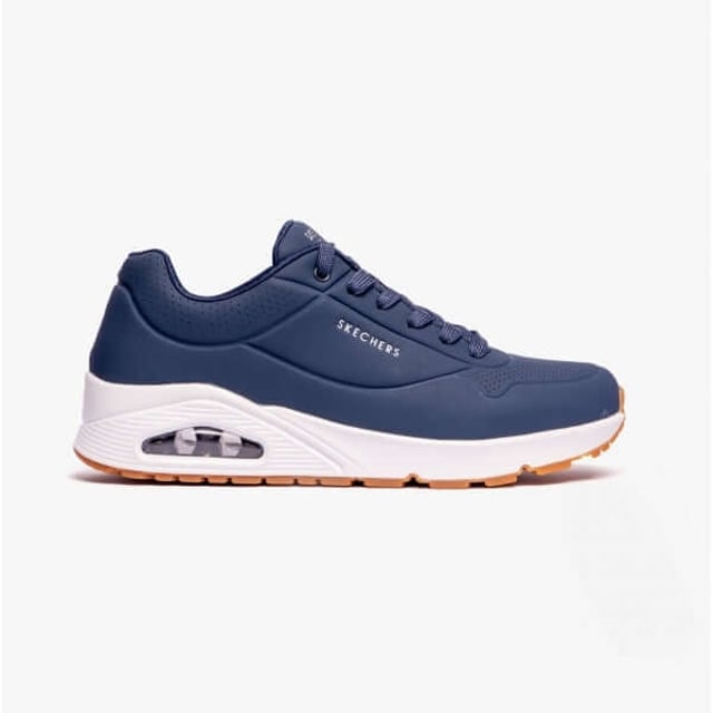 Skechers UNO - STAND ON AIR Mens Trainers Navy/White

 Upper Material: Synthetic

Lining Material: Textile

Sole Material: Rubber

Closure/Fastening: Lace-Up

Features: Lightweight,Memory Foam,Comfort

Toe Shape: Round

Shoe Width: Regular

Item Weight: 0.5 KG

Heel Height: Flat (Under 2.5cm)

Shoe Shaft Height: Low Top

Trainer Style: Casual

Skechers Features: Memory Foam

Gift Boxed: No
Product Code: 52458/NVY