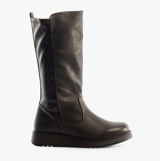 Heavenly Feet Heavenly Feet LUNA Womens Tall Boots Chocolate

 Upper Material: Faux Leather

Lining Material: Textile

Sole Material: Rubber

Closure/Fastening: Zip

Features: Comfort,Vegan

Heel Type: Wedge

Toe Shape: Round

Shoe Width: Regular

Item Weight: 1 KG

Heel Height: Low (2.5-4.9cm)

Shoe Shaft Height: Mid-Calf

Boot Style: Tall Boots

Gift Boxed: No
Product Code: TB0004433-CHOC