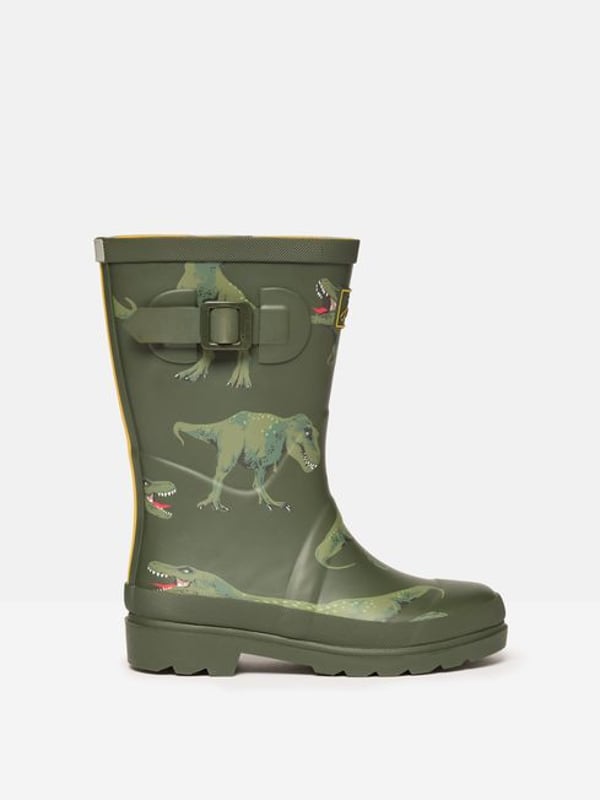 Joules JNR WELLY PRINT Boys Wellies Green Dino

 Upper Material: Rubber

Sole Material: Rubber

Closure/Fastening: Pull-On

Features: Comfort,Waterproof

Heel Type: Block

Toe Shape: Round

Shoe Width: Regular

Item Weight: 0.5 KG

Heel Height: Low (2.5-4.9cm)

Shoe Shaft Height: Mid-Calf

Boot Style: Wellingtons

Gift Boxed: No
Product Code: 226441-GRNDNO