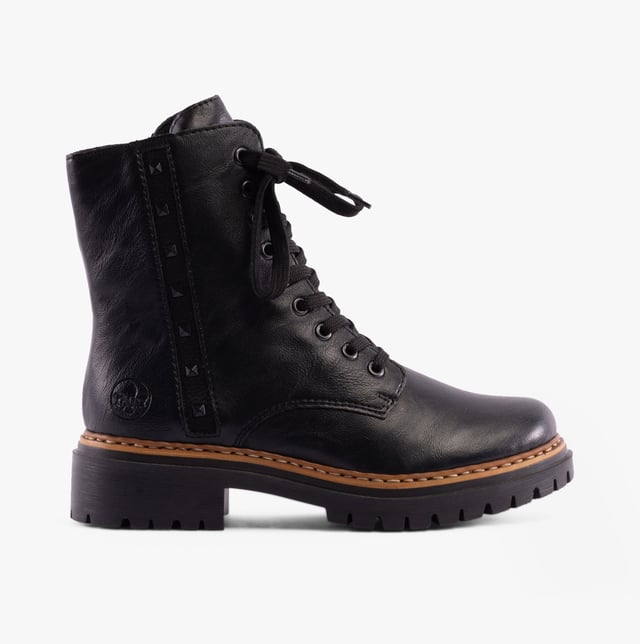 Rieker Rieker 72647-00 Womens Boots Black

 Upper Material: Synthetic Leather

Lining Material: Synthetic

Sole Material: Rubber

Closure/Fastening: Lace-Up

Features: Comfort

Heel Type: Block

Toe Shape: Round

Shoe Width: Relaxed

Item Weight: 0.8 KG

Heel Height: Low (2.5-4.9cm)

Shoe Shaft Height: Ankle

Boot Style: Ankle Boots

Gift Boxed: No
Product Code: 72647-00