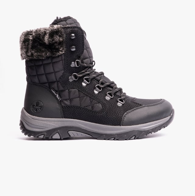 Rieker Rieker M9644-00 Womens Boots Black

 Upper Material: Leather/Mesh

Lining Material: Textile

Sole Material: Rubber

Closure/Fastening: Lace-Up

Features: Comfort,Waterproof

Toe Shape: Round

Shoe Width: Relaxed

Item Weight: 1 KG

Heel Height: Flat (Under 2.5cm)

Shoe Shaft Height: Ankle

Boot Style: Snow Boots

Gift Boxed: No
Product Code: M9644-00