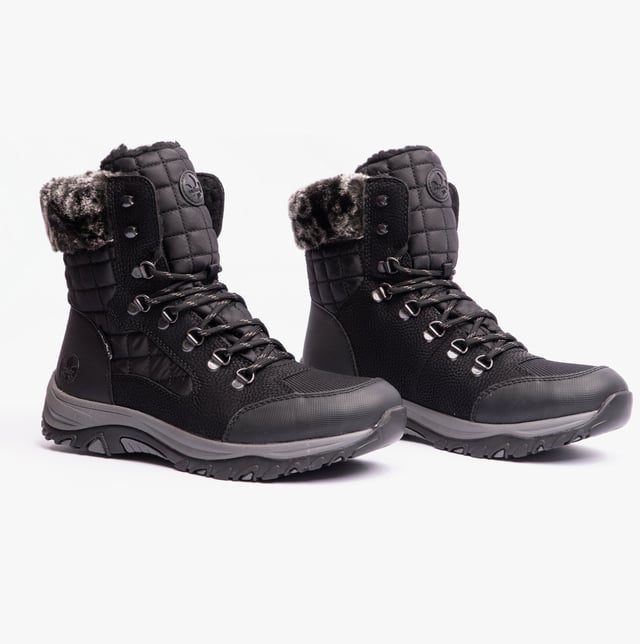 Rieker Rieker M9644-00 Womens Boots Black

 Upper Material: Leather/Mesh

Lining Material: Textile

Sole Material: Rubber

Closure/Fastening: Lace-Up

Features: Comfort,Waterproof

Toe Shape: Round

Shoe Width: Relaxed

Item Weight: 1 KG

Heel Height: Flat (Under 2.5cm)

Shoe Shaft Height: Ankle

Boot Style: Snow Boots

Gift Boxed: No
Product Code: M9644-00