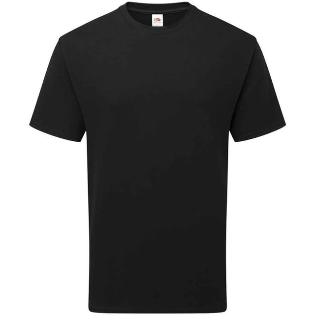 Fruit of the Loom Unisex Adult Cotton T-Shirt (Black) 100% Combed Ring-Spun Natural Cotton. Design: Plain. Neckline: Crew Neck, Ribbed Collar. Sleeve-Type: Short-Sleeved. Cuff: Twin Needle Stitch. Hem: Twin Needle Stitch. Self-fabric Shoulder-To-Shoulder Taping, Tearaway Label, Twin Needle Sleeves. Fit: Classic. 180gsm. Sustainability: Amfori, Better Cotton Initiative, BSCI, Fair Labor Association, Oeko-Tex Standard 100 Certified. S: 37 in. M: 40 in. L: 43 in. XL: 46 in. XXL: 49 in. 3XL: 52 in.