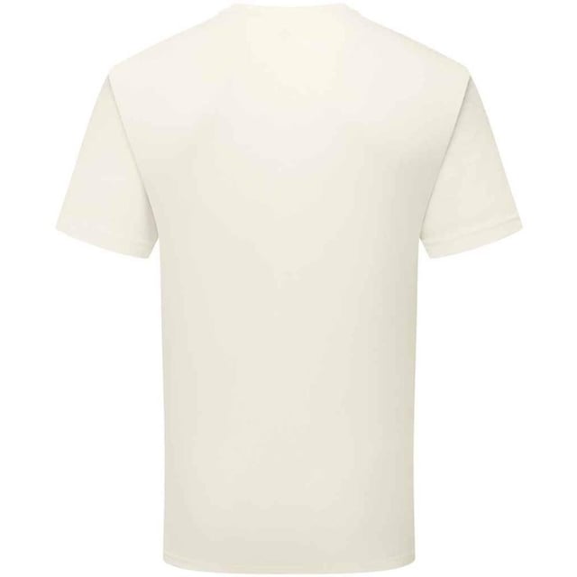 Fruit of the Loom Unisex Adult Cotton T-Shirt (Natural) 100% Combed Ring-Spun Natural Cotton. Design: Plain. Neckline: Crew Neck, Ribbed Collar. Sleeve-Type: Short-Sleeved. Cuff: Twin Needle Stitch. Hem: Twin Needle Stitch. Self-fabric Shoulder-To-Shoulder Taping, Tearaway Label, Twin Needle Sleeves. Fit: Classic. 180gsm. Sustainability: Amfori, Better Cotton Initiative, BSCI, Fair Labor Association, Oeko-Tex Standard 100 Certified. S: 37 in. M: 40 in. L: 43 in. XL: 46 in. XXL: 49 in. 3XL: 52 in.