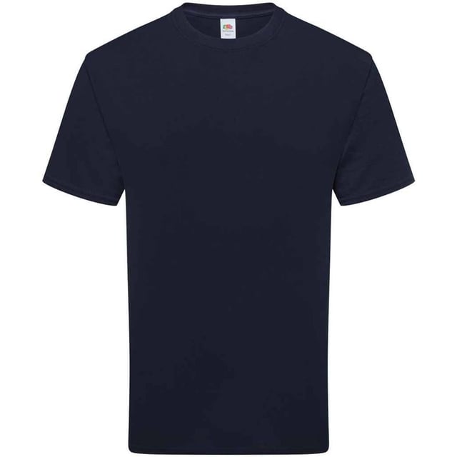 Fruit of the Loom Unisex Adult Cotton T-Shirt (Deep Navy) 100% Combed Ring-Spun Natural Cotton. Design: Plain. Neckline: Crew Neck, Ribbed Collar. Sleeve-Type: Short-Sleeved. Cuff: Twin Needle Stitch. Hem: Twin Needle Stitch. Self-fabric Shoulder-To-Shoulder Taping, Tearaway Label, Twin Needle Sleeves. Fit: Classic. 180gsm. Sustainability: Amfori, Better Cotton Initiative, BSCI, Fair Labor Association, Oeko-Tex Standard 100 Certified. S: 37 in. M: 40 in. L: 43 in. XL: 46 in. XXL: 49 in. 3XL: 52 in.