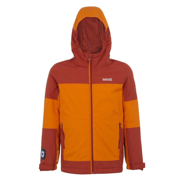Regatta - "Beamz IV" Jacke, wasserfest für Kinder (Fuchs/Ockerbraun) 100% Polyester. Gewebetechnik: Atmungsaktiv, Wasserabweisend, isolierend, Isotex 10000-Technologie, Schnell trocknend, Thermo-Guard-Isolierung, Wasserfest, winddicht. Füllung: Mittelschwer. Design: Blockfarben. Durchgehender Reißverschluss. 3 Helligkeitsstufen, Eingebaute Lampe, Versiegelte Nähte. Atmungsaktivitätsbewertung: 10000. Taschenart: Zwei Taschen unten, Reißverschluss. Mit Kapuze. Langärmlig. Nachhaltigkeit: Aus recyceltem Material. Rand: Reflektierend. Bündchen: Klettverschlusslasche. 164: 84 cm. 146-152: 78,74 cm. 140: 72,4 cm. 116: 61 cm. 158: 81,28 cm. 170-176, 170: 90,17 cm. 104: 57,15 cm.