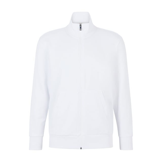 Mens Boss Sharkley Zip Sweatshirt in white.- Stand-up collar.- Front pockets.- Zip fastening.- Ribbed cuffs and hem.- Ref: 50487482100