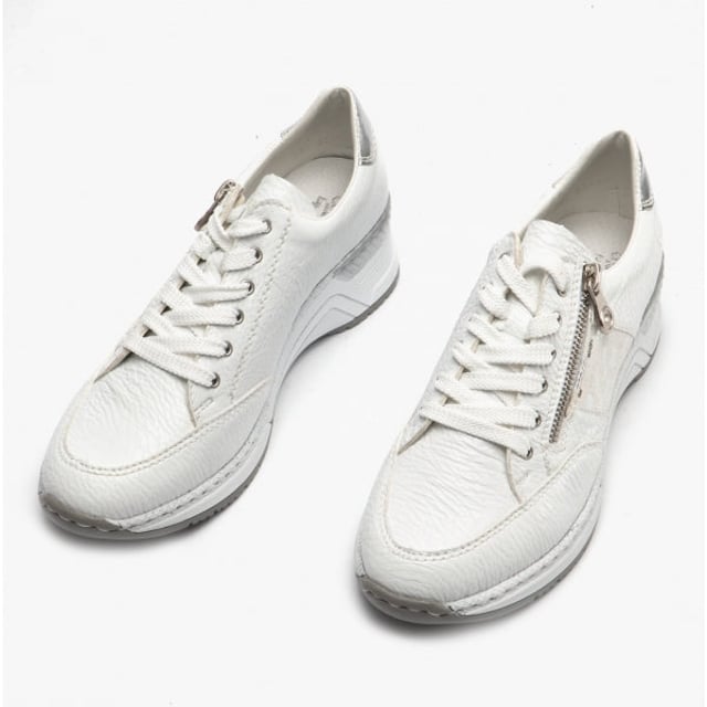 Rieker N4322-80 Ladies Wedge Heel Trainers White

 Upper Material: Synthetic

Lining Material: Synthetic

Sole Material: Synthetic/Polyurethane

Closure/Fastening: Zip

Features: Comfort

Heel Type: Wedge

Toe Shape: Round

Shoe Width: Regular

Item Weight: 0.89 KG

Heel Height: Flat (Under 2.5cm)

Trainer Style: Casual

Gift Boxed: No
Product Code: N4322-80
