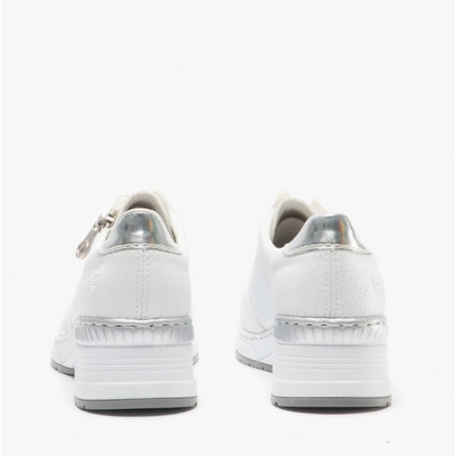 Rieker N4322-80 Ladies Wedge Heel Trainers White

 Upper Material: Synthetic

Lining Material: Synthetic

Sole Material: Synthetic/Polyurethane

Closure/Fastening: Zip

Features: Comfort

Heel Type: Wedge

Toe Shape: Round

Shoe Width: Regular

Item Weight: 0.89 KG

Heel Height: Flat (Under 2.5cm)

Trainer Style: Casual

Gift Boxed: No
Product Code: N4322-80