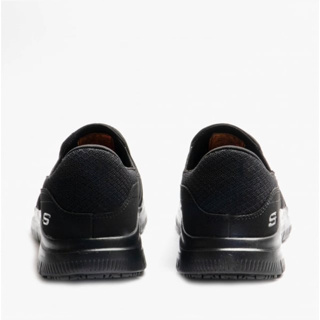 Cool sporty style and all day comfort combines in the Flex Advantage McAllen SR shoe. Smooth synthetic and mesh fabric upper in a slip on sporty casual comfort slip resistant work sneaker with stitching and overlay accents.