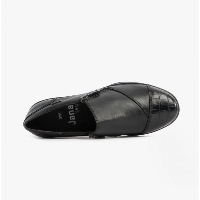 Jana 24660-29-055 Ladies Leather Shoes Black Croc

 Upper Material: Leather/Synthetic

Lining Material: Synthetic

Sole Material: Synthetic

Closure/Fastening: Zip

Features: Wide Fit,Comfort

Toe Shape: Round

Shoe Width: Regular

Item Weight: 0.7 KG

Heel Height: Flat (Under 2.5cm)

Shoe Style: Casual

Gift Boxed: No
Product Code: 24660-29-055