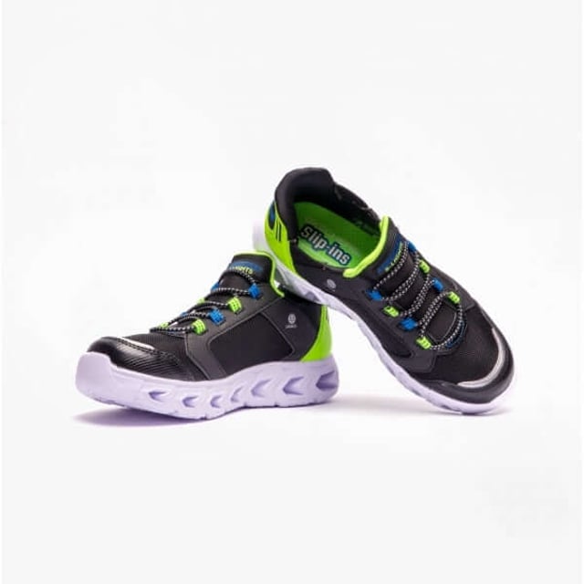 Skechers HYPNO-FLASH 2.0 - ODELUX Boys Trainers Black/Lime

 Upper Material: Synthetic

Lining Material: Textile

Sole Material: Synthetic

Closure/Fastening: Slip-On

Features: Lightweight,Comfort,Breathable

Toe Shape: Round

Shoe Width: Regular

Item Weight: 0.5 KG

Heel Height: Flat (Under 2.5cm)

Shoe Shaft Height: Low Top

Trainer Style: Casual

Skechers Features: Memory Foam,Light Up

Gift Boxed: No
Product Code: 403843L/BKLM