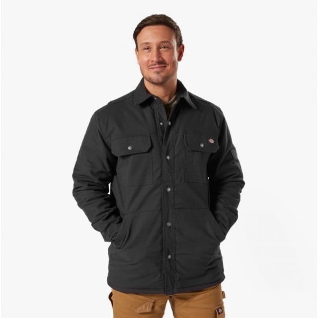 Dickies DUCK Mens Shirt Jacket Black

Closure/Fastening: Zip

Features: Adjustable

Item Weight: 0.774 KG

Material Composition: 100% Cotton

Clothing Features: Water-Repellant Outer Layer and Quilted Lining, Two Chest Pockets
Product Code: 36230-67585