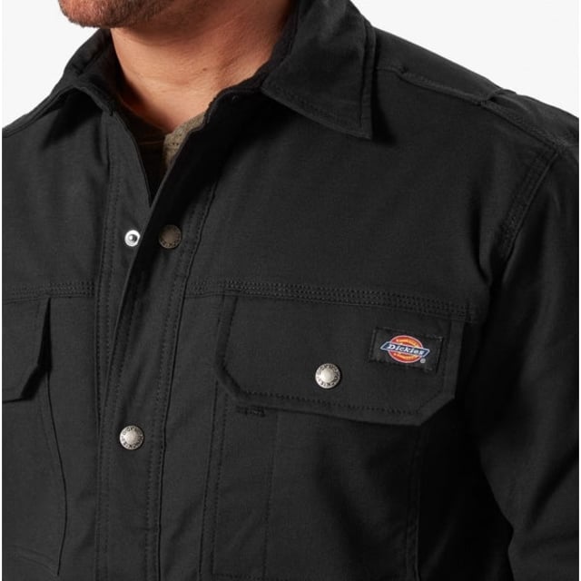 Dickies DUCK Mens Shirt Jacket Black

Closure/Fastening: Zip

Features: Adjustable

Item Weight: 0.774 KG

Material Composition: 100% Cotton

Clothing Features: Water-Repellant Outer Layer and Quilted Lining, Two Chest Pockets
Product Code: 36230-67585