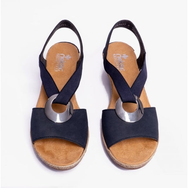 Rieker 624H6-14 Ladies Slingback Wedge Sandals Blue

 Upper Material: Synthetic

Lining Material: Synthetic

Sole Material: RIRICON-sole

Closure/Fastening: Slip-On

Features: Lightweight

Heel Type: Wedge

Toe Shape: Round

Shoe Width: Relaxed

Item Weight: 1 KG

Heel Height: Low (2.5-4.9cm)

Sandal Style: Sandals

Gift Boxed: No
Product Code: 624H6-14