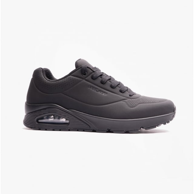 Skechers UNO - STAND ON AIR Mens Trainers All Black

 Upper Material: Textile

Closure/Fastening: Lace-Up

Features: Comfort

Toe Shape: Round

Shoe Width: Regular

Item Weight: 0.5 KG

Heel Height: Flat (Under 2.5cm)

Trainer Style: Casual

Gift Boxed: No
Product Code: 52458/BBK