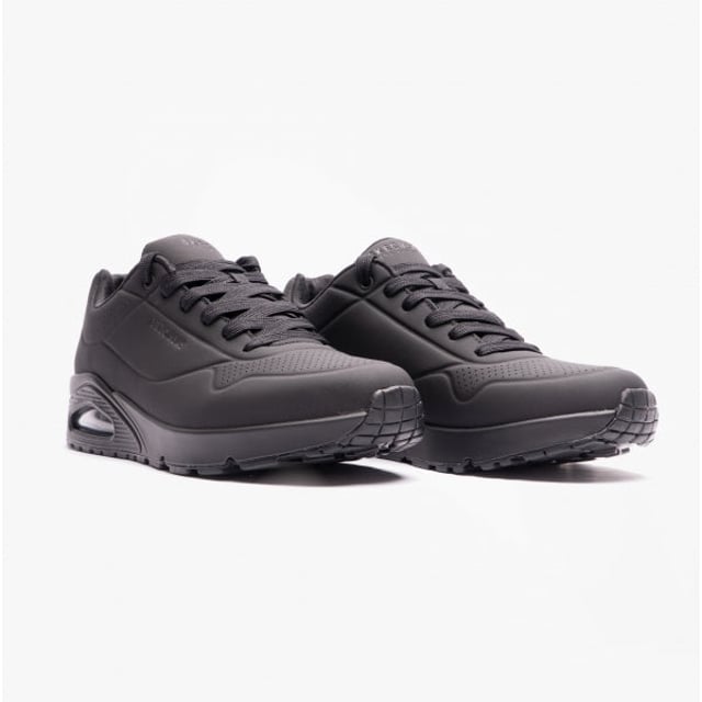 Skechers UNO - STAND ON AIR Mens Trainers All Black

 Upper Material: Textile

Closure/Fastening: Lace-Up

Features: Comfort

Toe Shape: Round

Shoe Width: Regular

Item Weight: 0.5 KG

Heel Height: Flat (Under 2.5cm)

Trainer Style: Casual

Gift Boxed: No
Product Code: 52458/BBK