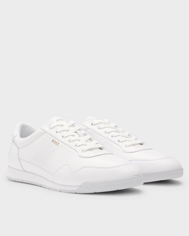 Easy to style with any ensemble, these running-inspired BOSS Menswear trainers are crafted in soft nappa leather. Perforated accents enrich this essential pair.

Laces
Fully lined
Packaging: Box

Upper material: 100% Cow skin, Lining: 100% Polyester, 85% Polyester, 60% Polyurethane, 40% Polyester, 15% Polyurethane, Sole: 100% Rubber, Innersole: 100% Polyester
50542099