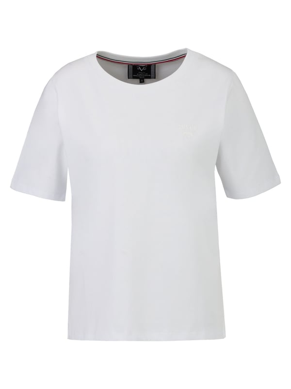 Klassiek T-shirt met een subtiele logopatch en ronde hals. De hoogwaardige katoen-elastaanmix zorgt voor veel comfort en een perfecte pasvorm.