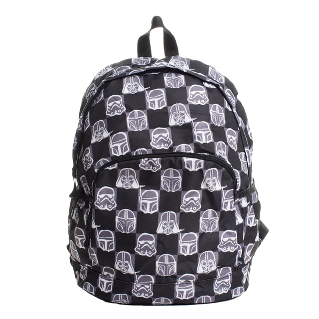 Children's backpack with a Star Wars graphic print, made with 70% recycled polyester to reduce waste and contribute to caring for the environment.

 This design combines style and functionality, with a durable fabric ideal for everyday use.

 It features a large main compartment with a zipper, specific internal space for a computer or tablet, and a front zippered compartment for quick access.

 Fits A4 format.

 Includes two side pockets perfect for carrying bottles, adjustable straps for a comfortable fit and a top handle for hand carrying.

 In addition, it has an internal name tag, allowing it to be easily personalized.

 A complete and sustainable accessory to accompany little Star Wars fans on their daily adventures.
 Measures: 39 x 30.5 x 16.5 cm
 Composition: Body: 100% Polyester; Lining: 100% Polyester
 Care:
- Clean the backpack with a damp cloth and mild soap.
 - Air dry.