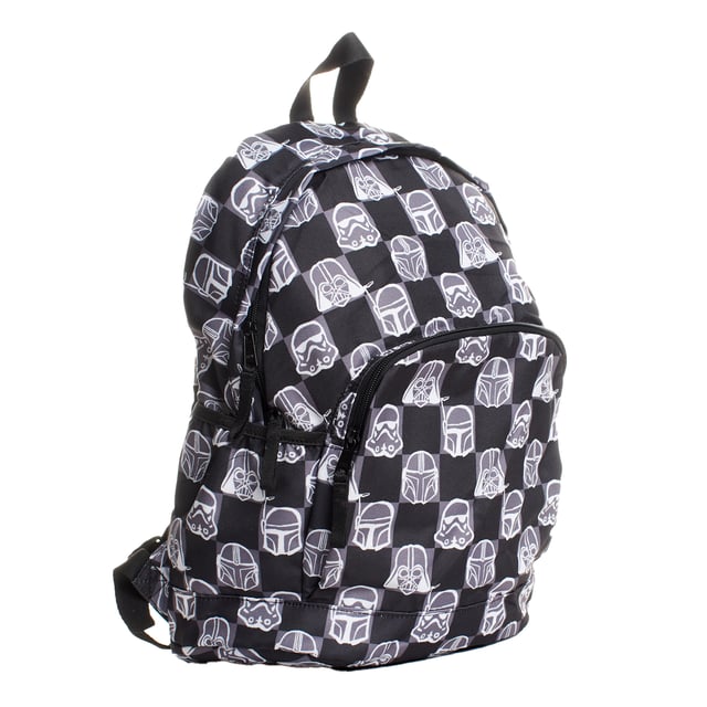 Children's backpack with a Star Wars graphic print, made with 70% recycled polyester to reduce waste and contribute to caring for the environment.

 This design combines style and functionality, with a durable fabric ideal for everyday use.

 It features a large main compartment with a zipper, specific internal space for a computer or tablet, and a front zippered compartment for quick access.

 Fits A4 format.

 Includes two side pockets perfect for carrying bottles, adjustable straps for a comfortable fit and a top handle for hand carrying.

 In addition, it has an internal name tag, allowing it to be easily personalized.

 A complete and sustainable accessory to accompany little Star Wars fans on their daily adventures.
 Measures: 39 x 30.5 x 16.5 cm
 Composition: Body: 100% Polyester; Lining: 100% Polyester
 Care:
- Clean the backpack with a damp cloth and mild soap.
 - Air dry.