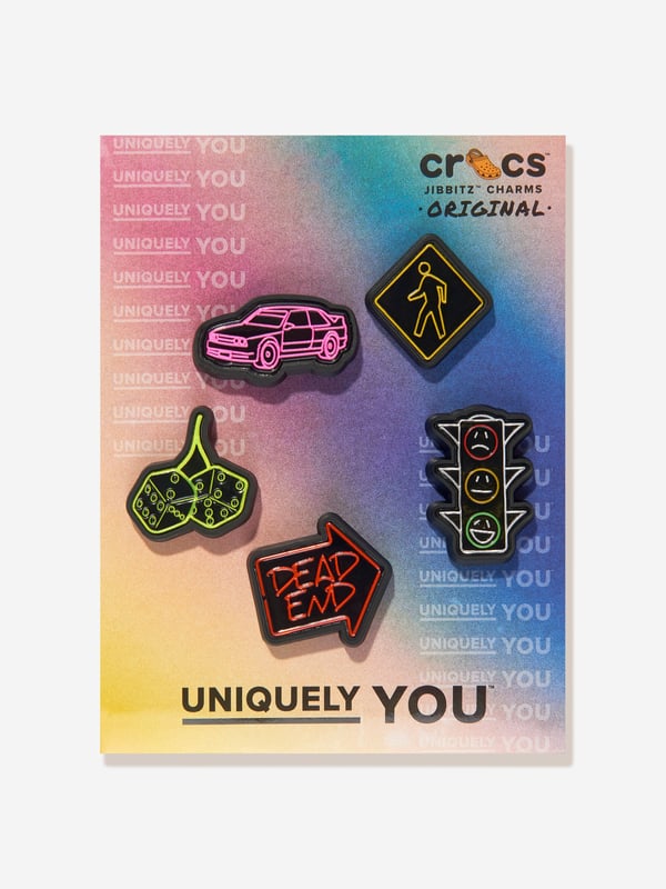 Enhance your urban style with the Reflective Street multi-coloured Jibbitz‚ charms! These sleek accessories add a unique edge to your Crocs with their reflective designs. Easy to use and eye-catching, they are the perfect addition for streetwear enthusiasts. Elevate your footwear with these must-have charms and stand out on the streets!

NOTE: Sold Separately to Shoe

‚Not a Toy
‚Not Intended For Children Under 3 Years Of Age