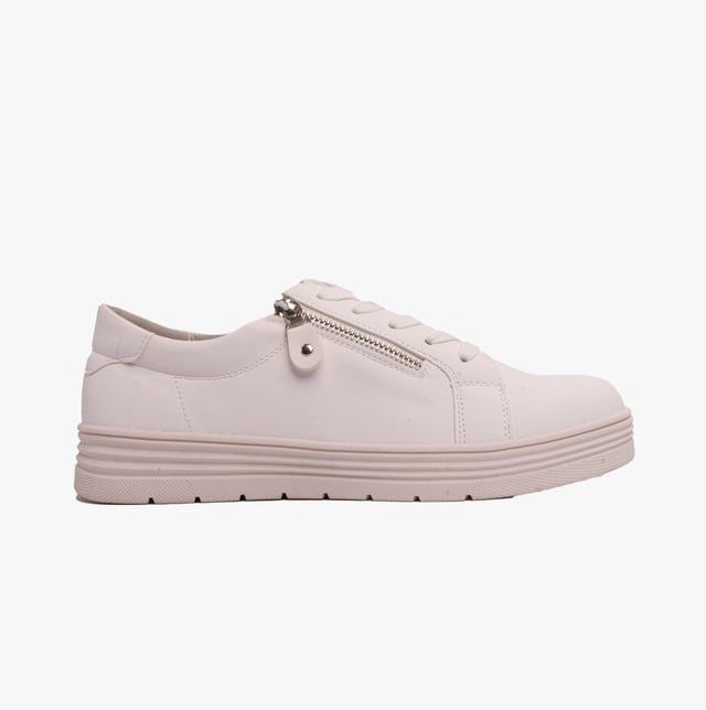Dr Keller JANICE Womens Trainers White

 Upper Material: Polyurethane

Lining Material: Textile

Sole Material: Rubber

Closure/Fastening: Lace-Up,Zip

Features: Comfort

Toe Shape: Round

Shoe Width: Regular

Item Weight: 1 KG

Heel Height: Flat (Under 2.5cm)

Shoe Shaft Height: Low Top

Trainer Style: Casual

Gift Boxed: No
Product Code: B0151-WHT