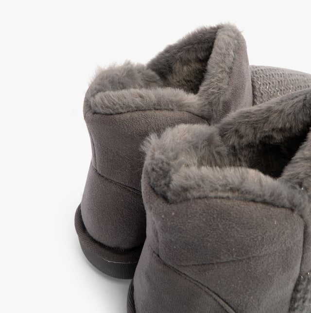Jo &amp; Joe Jo &amp; Joe ROSANNA Womens Slippers Charcoal

 Upper Material: Textile

Lining Material: Faux Fur

Sole Material: Rubber

Closure/Fastening: Pull-On

Features: Comfort,Warm Lining

Toe Shape: Round

Shoe Width: Regular

Item Weight: 0.55 KG

Heel Height: Flat (Under 2.5cm)

Shoe Shaft Height: Ankle

Slipper Style: Slipper Boot

Gift Boxed: No
Product Code: ROSANNA/CHARCOAL