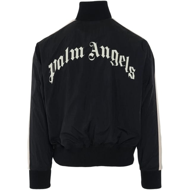 Introducing the Pam Angels item a must-have addition to your wardrobe. With its bold logo on the front This item is both stylish and comfortable. Don't miss out ‚Äì get yours now!, Regular Fit, Fits True To Size, Palm Angels Gothic Logo Print, 2 Front Pockets, 100% Polaymide, Made In Italy, Black Jacket