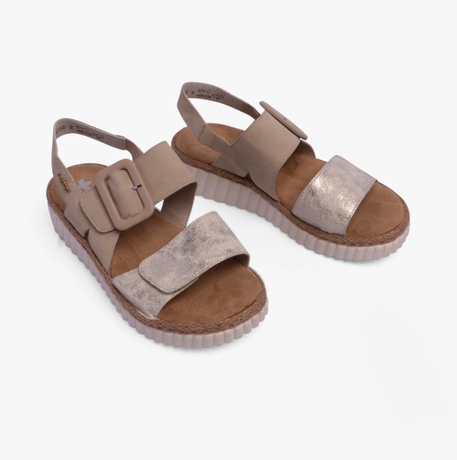 Rieker 69260-60 Womens Sandals Beige

 Upper Material: Synthetic

Lining Material: Textile

Sole Material: Synthetic

Closure/Fastening: Buckle,Touch Fasten

Features: Comfort,Breathable

Heel Type: Wedge

Shoe Width: Extra Wide

Item Weight: 1 KG

Heel Height: Low (2.5-4.9cm)

Sandal Style: Sandals

Gift Boxed: No
Product Code: 69260-60