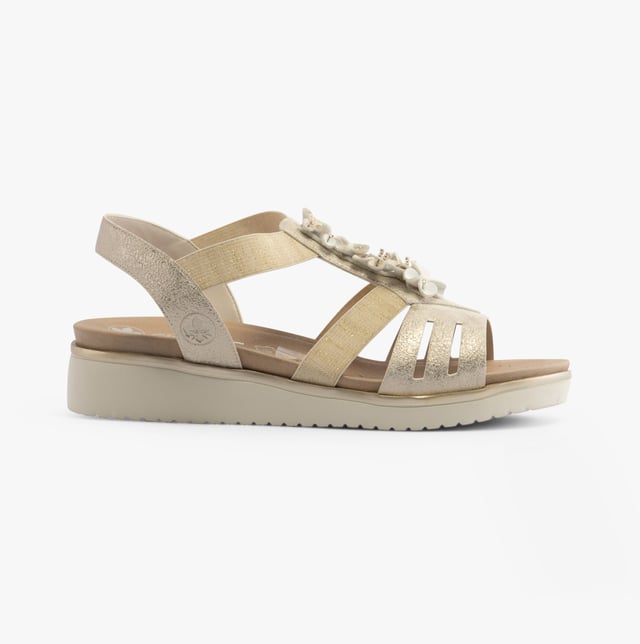 Rieker V3788-60 Womens Sandals Beige

 Upper Material: Synthetic

Lining Material: Leather

Sole Material: Synthetic

Closure/Fastening: Touch Fasten

Features: Comfort,Breathable

Heel Type: Wedge

Shoe Width: Regular

Item Weight: 1 KG

Heel Height: Low (2.5-4.9cm)

Sandal Style: Sandals

Gift Boxed: No
Product Code: V3788-60