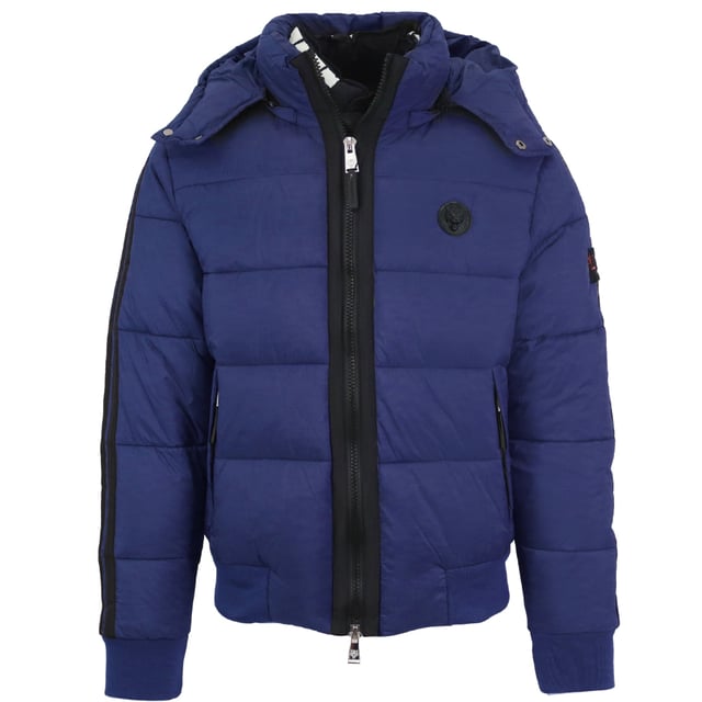 ¡Manténgase abrigado y elegante con la chaqueta azul marino acolchada con logo circular de Plein Sport! Confeccionada pensando en la comodidad, esta elegante chaqueta azul marino cuenta con un forro acolchado y el logotipo circular característico de Plein Sport. ¡Disfruta de una calidez superior combinada con una elegancia atemporal! Bolsillos delanteros con cierre de cremallera, parche en el pecho, cierre de cremallera central, cintura elástica, abrigo con capucha, relleno: 100% poliamida, forro: 100% poliéster, chaqueta acolchada, cierre de cremallera, chaqueta azul marino