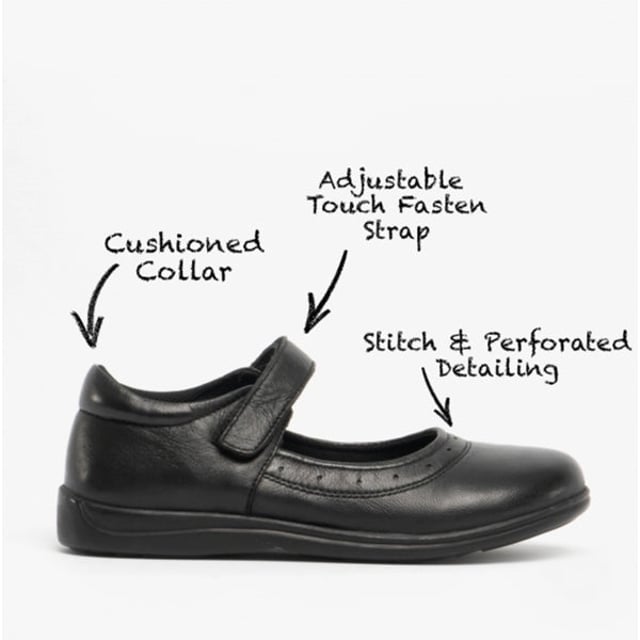 Roamers ELSA Girls Leather Touch Fasten Mary Jane Shoes Black

 Upper Material: Leather

Closure/Fastening: Touch Fasten

Features: Comfort

Toe Shape: Round

Shoe Width: Regular

Item Weight: 0.4 KG

Heel Height: Flat (Under 2.5cm)

Shoe Style: Mary Jane

Gift Boxed: No
Product Code: G859A