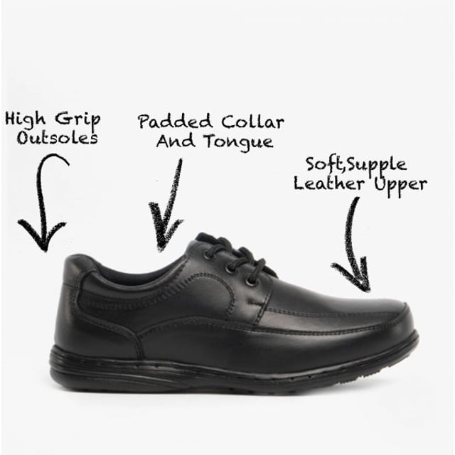 Mirak ADAM Boys Leather School Shoes Black

 Upper Material: Leather

Closure/Fastening: Lace-Up

Features: Comfort

Toe Shape: Round

Shoe Width: Regular

Item Weight: 0.674 KG

Heel Height: Flat (Under 2.5cm)

Shoe Style: School

Gift Boxed: No
Product Code: 25883-43179