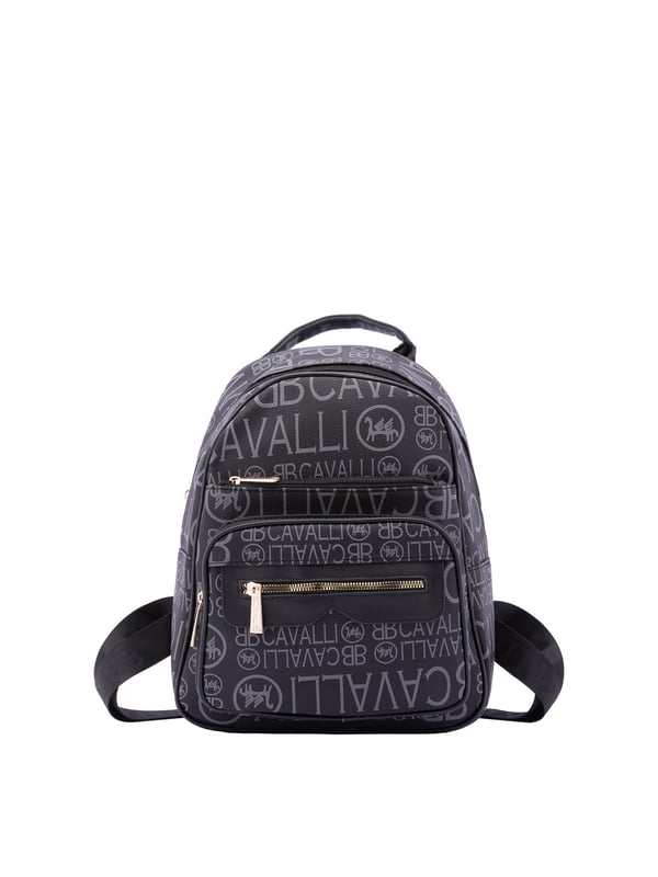 Mochila de mujer. El cierre es con cremallera. Los bolsillos internos son uno con cremallera. Los bolsillos externos son tres delanteros con cremallera y uno trasero con cremallera. La bandolera es ajustable en tela. Falta el mango. Hay un compartimento interno. El material exterior es ecopiel. Internamente es 100% Poliéster. Medidas: 26x33x16 cm. Producto de moda